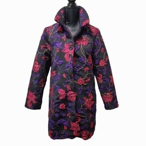 Textured Knee-length SLINKY BRAND Floral Jacket (M)